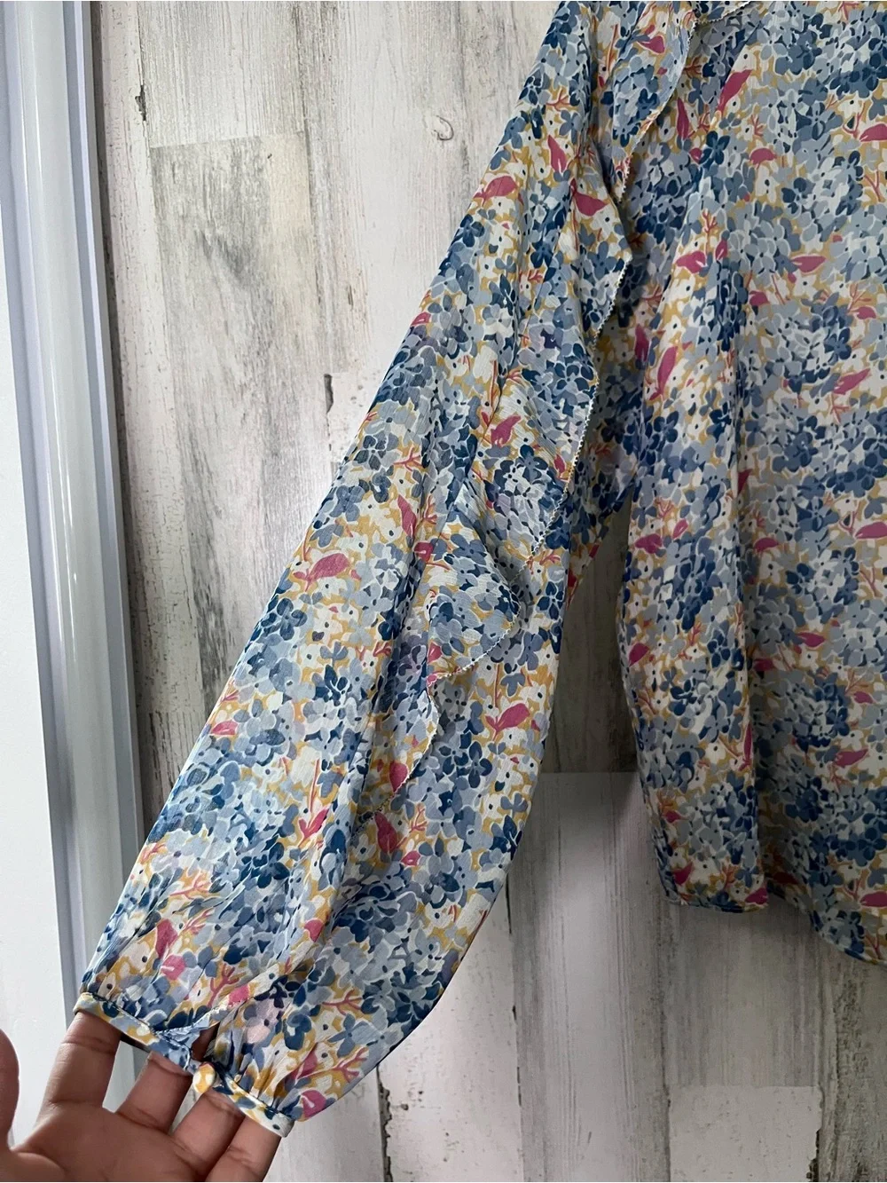 Lauren Ralph Lauren Floral Crinkle Georgette Tie-Neck Blouse Medium